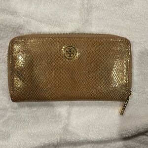 Tory Burch Gold Snakeskin Wallet